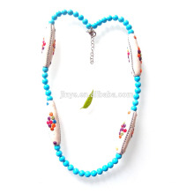 Mode lange blaue Stein böhmischen Perlen Halskette